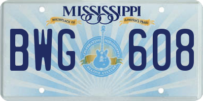 MS license plate BWG608