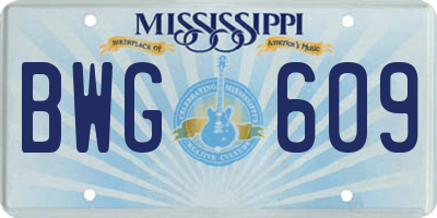 MS license plate BWG609