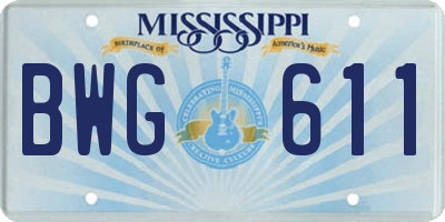 MS license plate BWG611