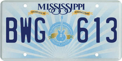 MS license plate BWG613