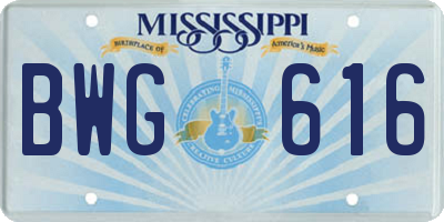 MS license plate BWG616