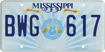 MS license plate BWG617