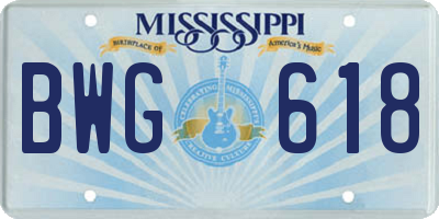MS license plate BWG618