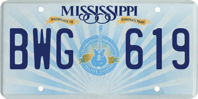 MS license plate BWG619