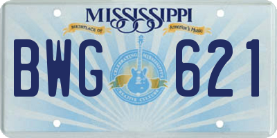 MS license plate BWG621