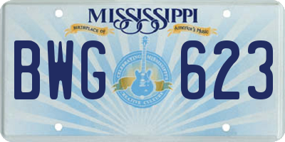 MS license plate BWG623
