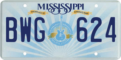 MS license plate BWG624