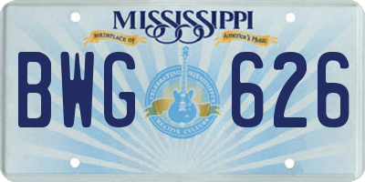 MS license plate BWG626
