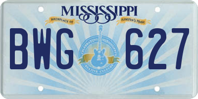 MS license plate BWG627