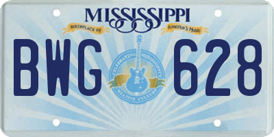 MS license plate BWG628