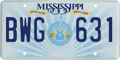 MS license plate BWG631