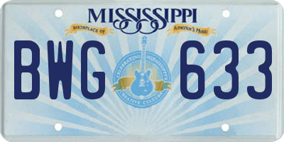 MS license plate BWG633