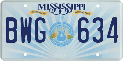 MS license plate BWG634