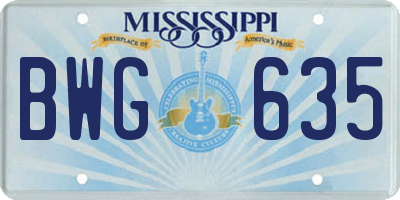 MS license plate BWG635
