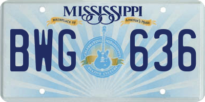 MS license plate BWG636