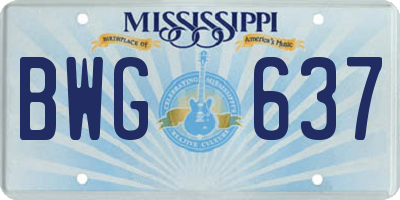 MS license plate BWG637