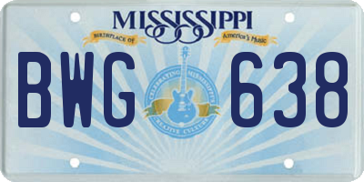 MS license plate BWG638