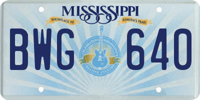 MS license plate BWG640