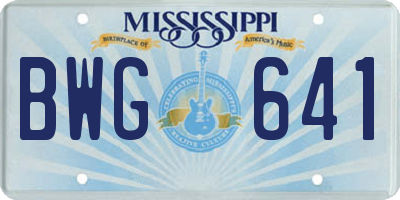 MS license plate BWG641