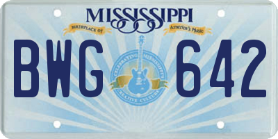 MS license plate BWG642