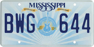 MS license plate BWG644