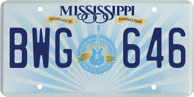 MS license plate BWG646