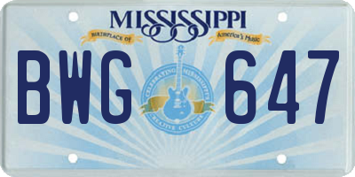 MS license plate BWG647