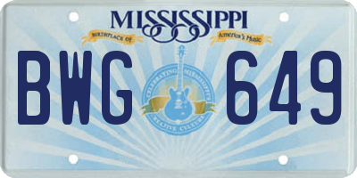 MS license plate BWG649