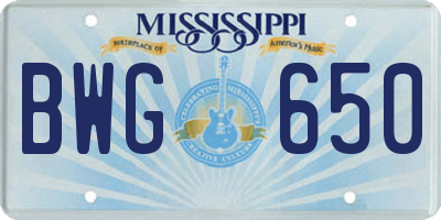 MS license plate BWG650