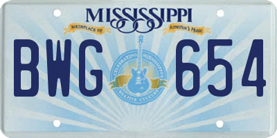 MS license plate BWG654