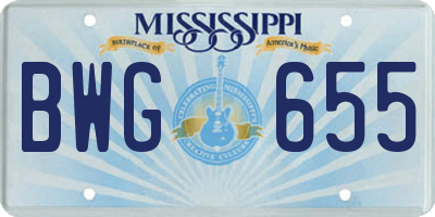 MS license plate BWG655