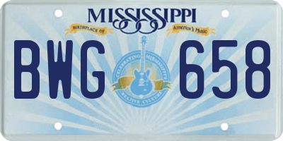 MS license plate BWG658