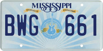 MS license plate BWG661