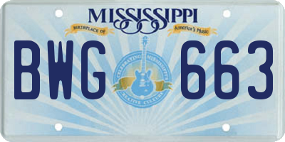 MS license plate BWG663