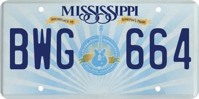 MS license plate BWG664