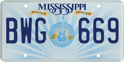 MS license plate BWG669