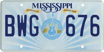MS license plate BWG676