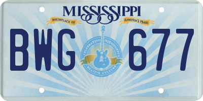 MS license plate BWG677