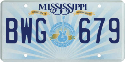 MS license plate BWG679