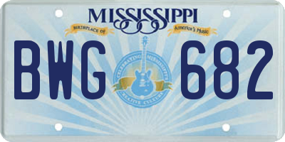 MS license plate BWG682
