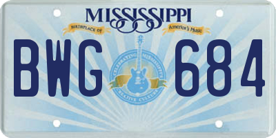 MS license plate BWG684