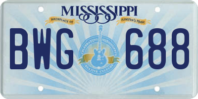 MS license plate BWG688