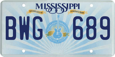 MS license plate BWG689