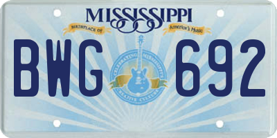 MS license plate BWG692