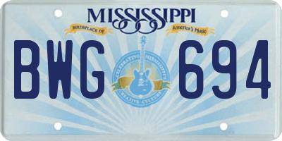 MS license plate BWG694