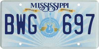 MS license plate BWG697