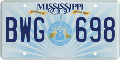MS license plate BWG698