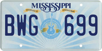 MS license plate BWG699