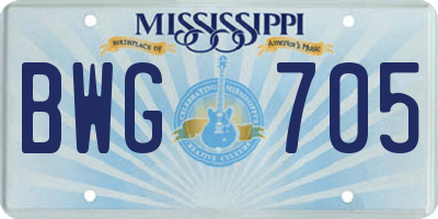 MS license plate BWG705