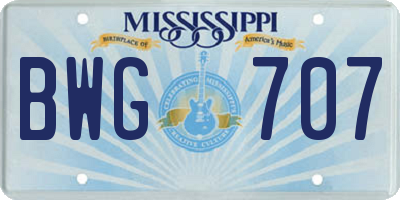 MS license plate BWG707